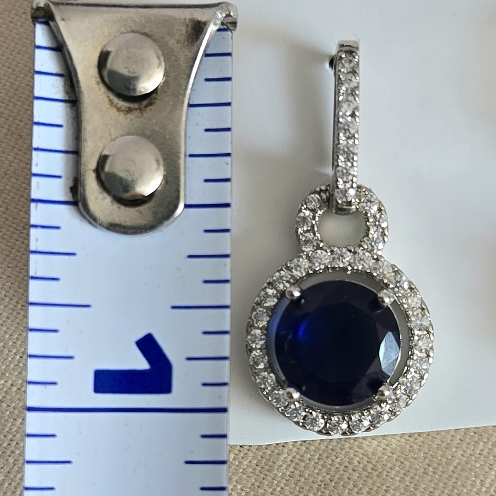 Shapphire Blue And White Dangle Earrings - Picture 10 of 11